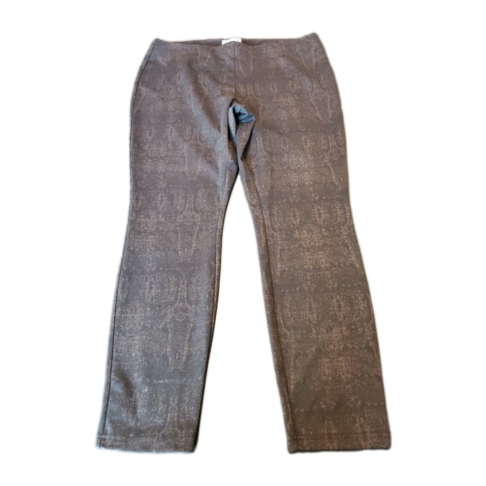 NANETTE LEPORE Black/Olive SNAKE PRINT Stretch Ponte Knit PULL-ON Leggings Sz XL